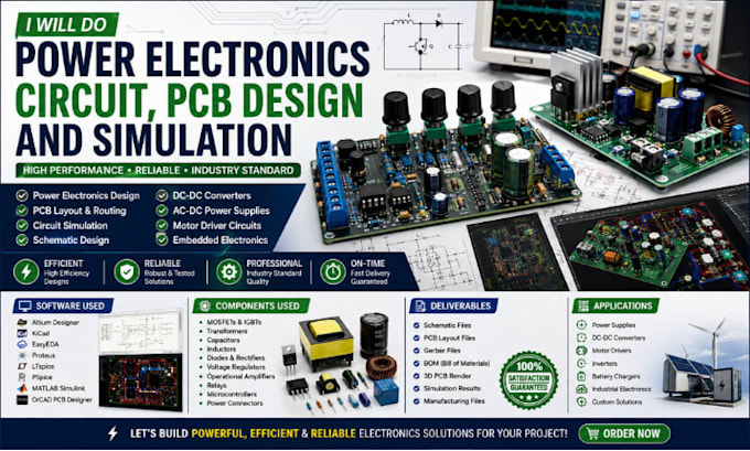 do power electronics circuit, pcb design and simulation