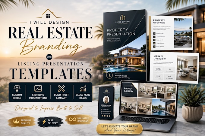 design real estate branding with listing presentation templates
