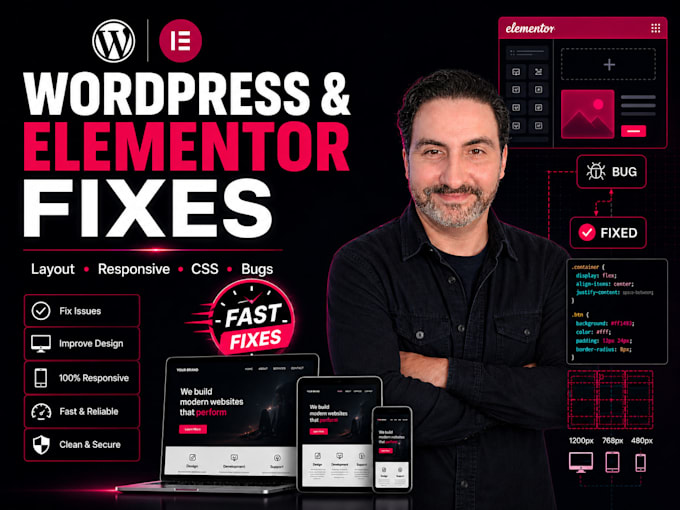 fix wordpress elementor issues, bugs or responsive problems