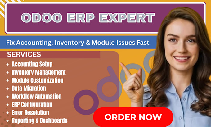 fix odoo accounting inventory errors, setup erp workflow and customize odoo