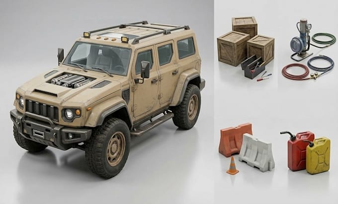 create realistic 3d vehicle models and game ready props for unity unreal