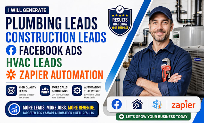 generate plumbing leads construction facebook ads hvac zapier automation