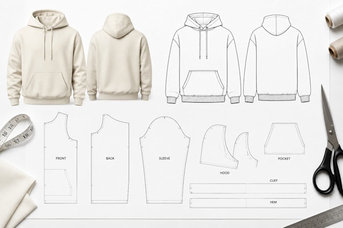 create sewing pattern, pattern grading, PDF dxf clothing pattern for any garment