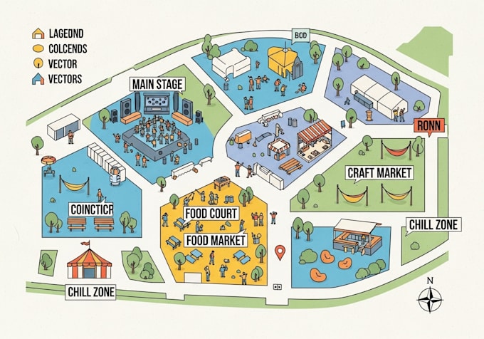 do map design for custom events, festivals, and vector map illustrations