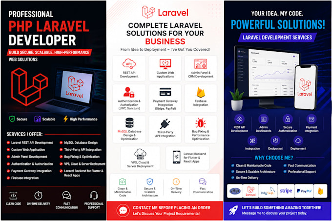 build custom laravel API, backend dashboard and admin panel
