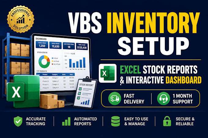 setup inventory software and create excel report for shop