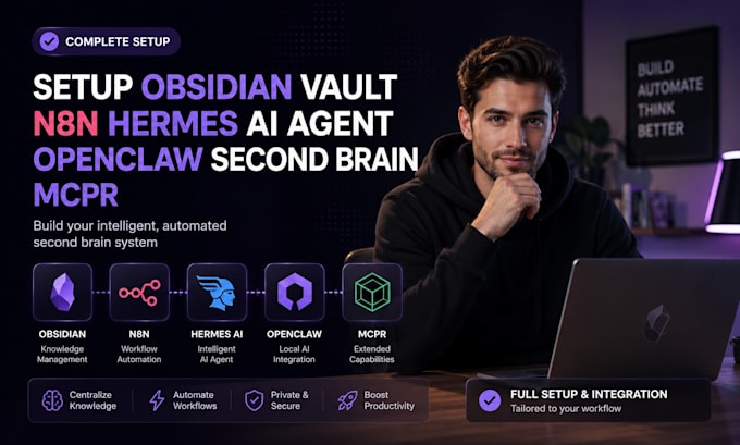 setup obsidian vault n8n hermes ai agent openclaw second brain mcp