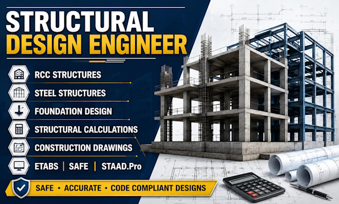 provide california structural design rcc steel structure foundation plans design