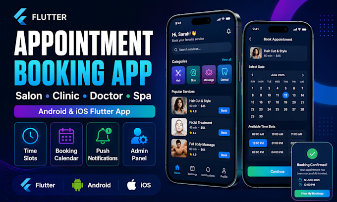 build a flutter appointment booking app for salon or clinic