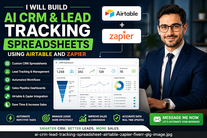 build ai CRM and lead tracking spreadsheets using airtable and zapier