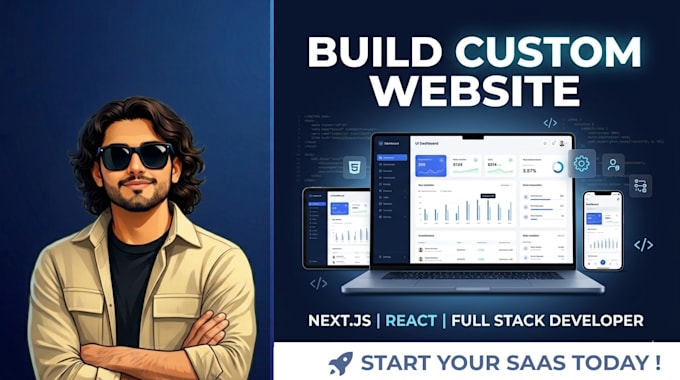 build custom website, responsive web development, next js and react expert