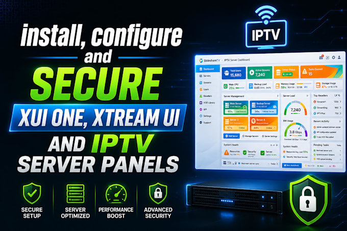 install, configure and secure xui one, xtream UI and iptv server panels