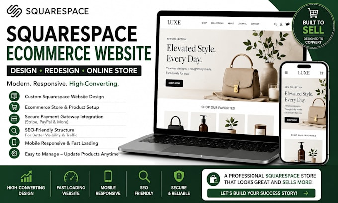 design squarespace ecommerce landing page