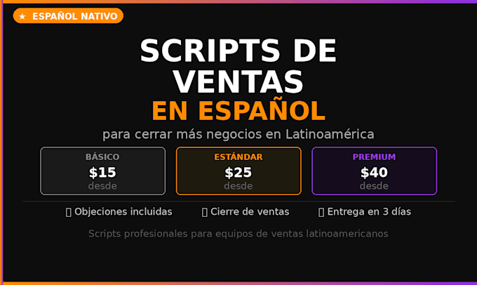 write a professional sales script in spanish for your business