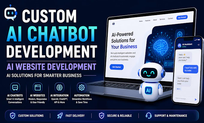 do custom ai chatbot development , ai website development, ai