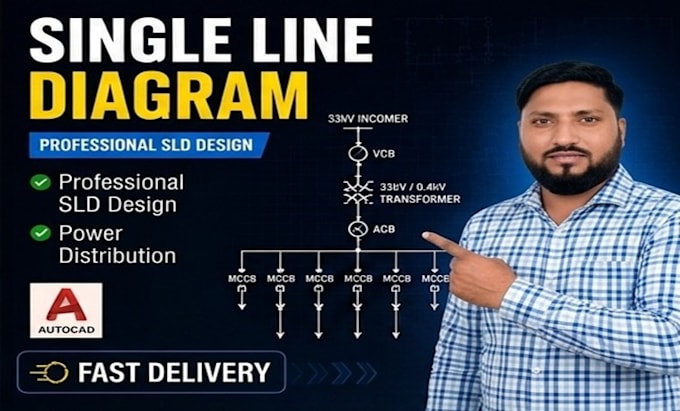 draw professional electrical single line diagrams  in autocad