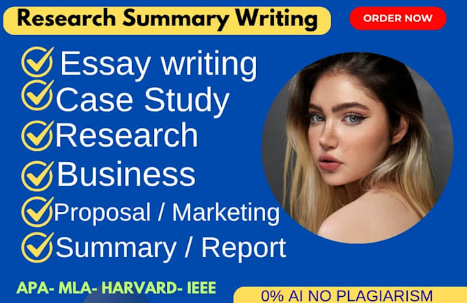 do essay writing, report, proposal, case study, research and summary