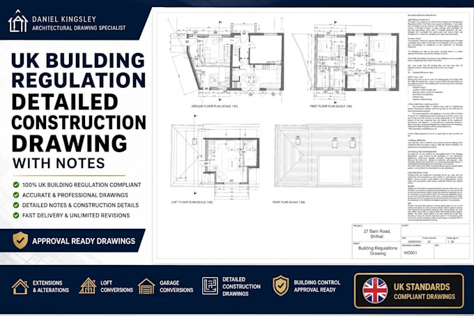 create UK building regulation drawings for residential projects