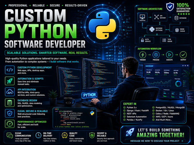 develop custom software, erp and web applications in python