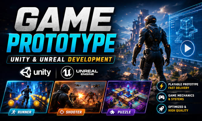 develop a rapid game prototype in unity or unreal engine