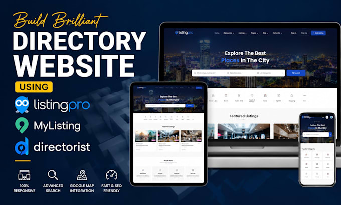 design brilliant directory website using listingpro, mylisting, directorist