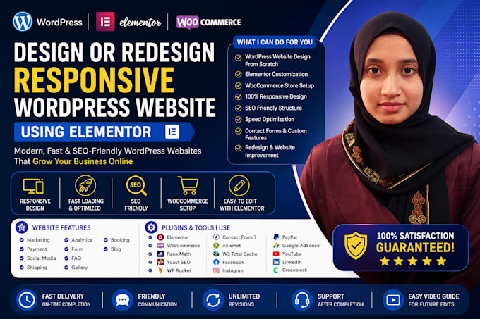 design or redesign responsive website with elementor