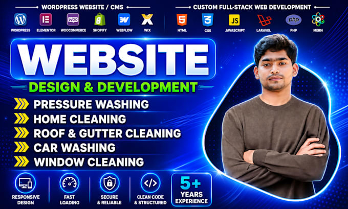 design and develop pressure washing, cleaning, car wash, window cleaning website