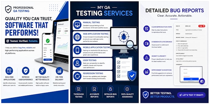test your mobile app, web app, software, UI UX, app testing