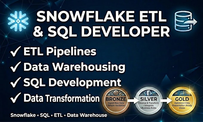 build snowflake etl pipelines and sql data warehouse solutions