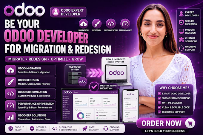 be your odoo developer for odoo migration and odoo redesign