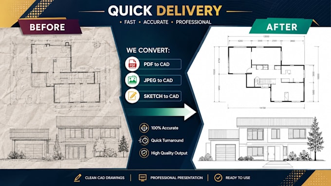 convert pdf, sketch or image into autocad, dwg