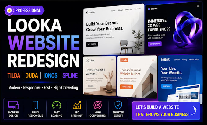 looka website looka website redesign tilda duda website ionos website spline