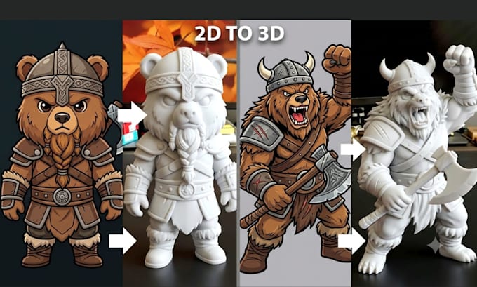 transform 2d to 3d model toy design stl for 3d printing