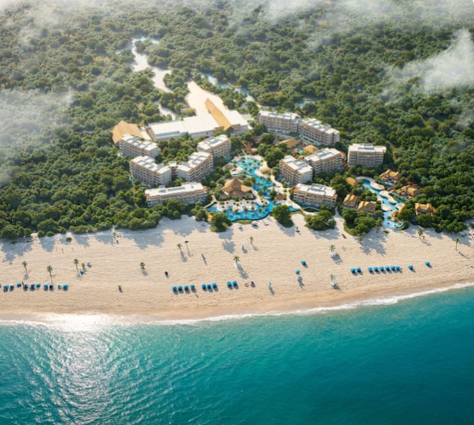design luxury resort masterplan cgi aerial site plan beachfront community render