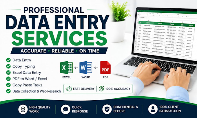 do accurate data entry, copy typing, and excel work
