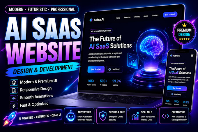 create a futuristic ai saas startup website design