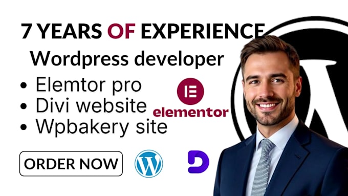 design wordpress website with divi website wpbakery or elementor pro