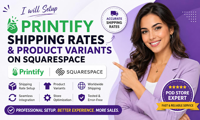 setup printify shipping rates product variants on squarespace