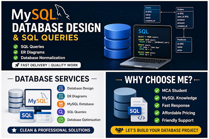 design mysql database and write sql queries