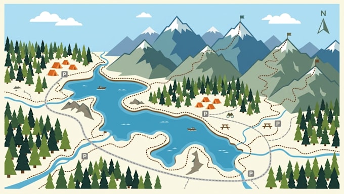 illustrate custom outdoor trail maps and resort site plans