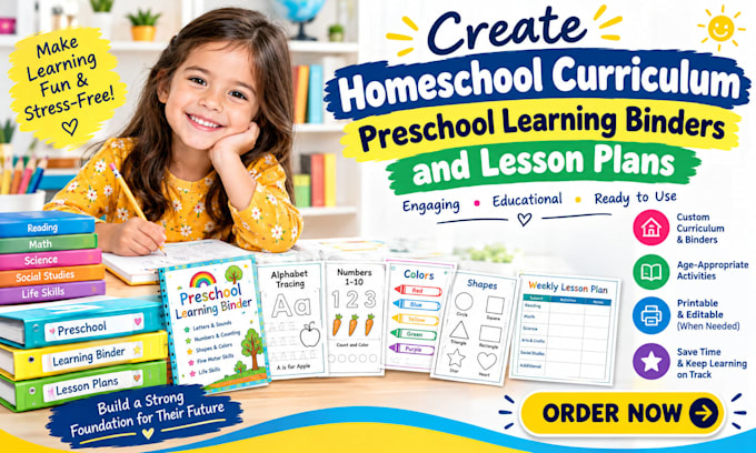 create homeschool curriculum, preschool learning binders and lesson plans