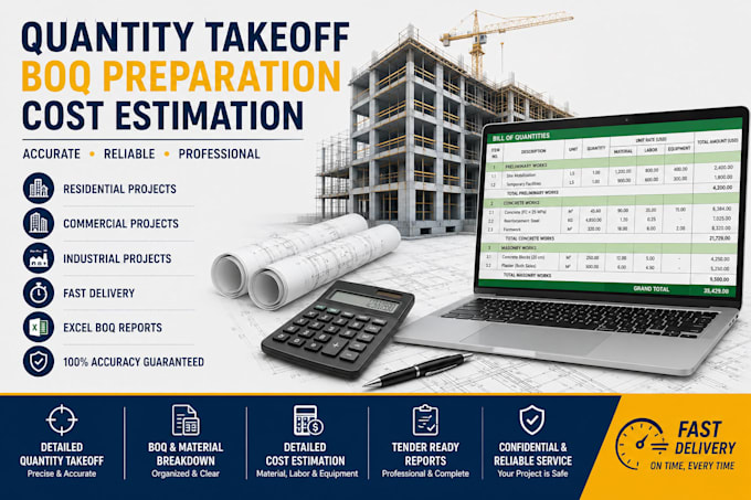 prepare sd boq and quantity, takeoff and cost estimation