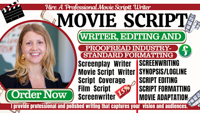 write and edit, proofread movie script, screenplay screenwriting, feature film
