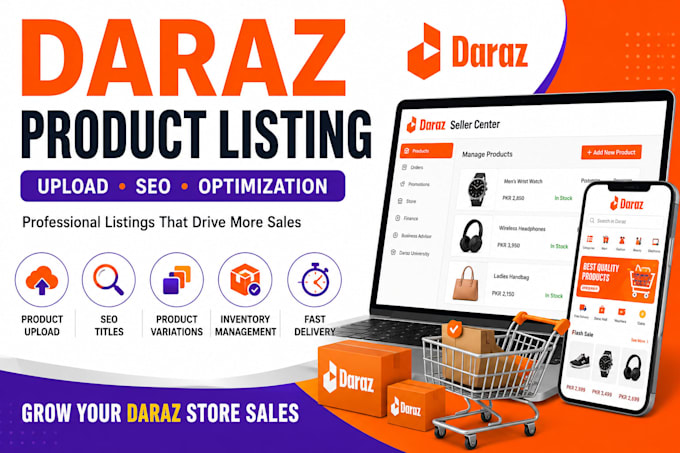 do daraz product listing, upload product and optimize listings