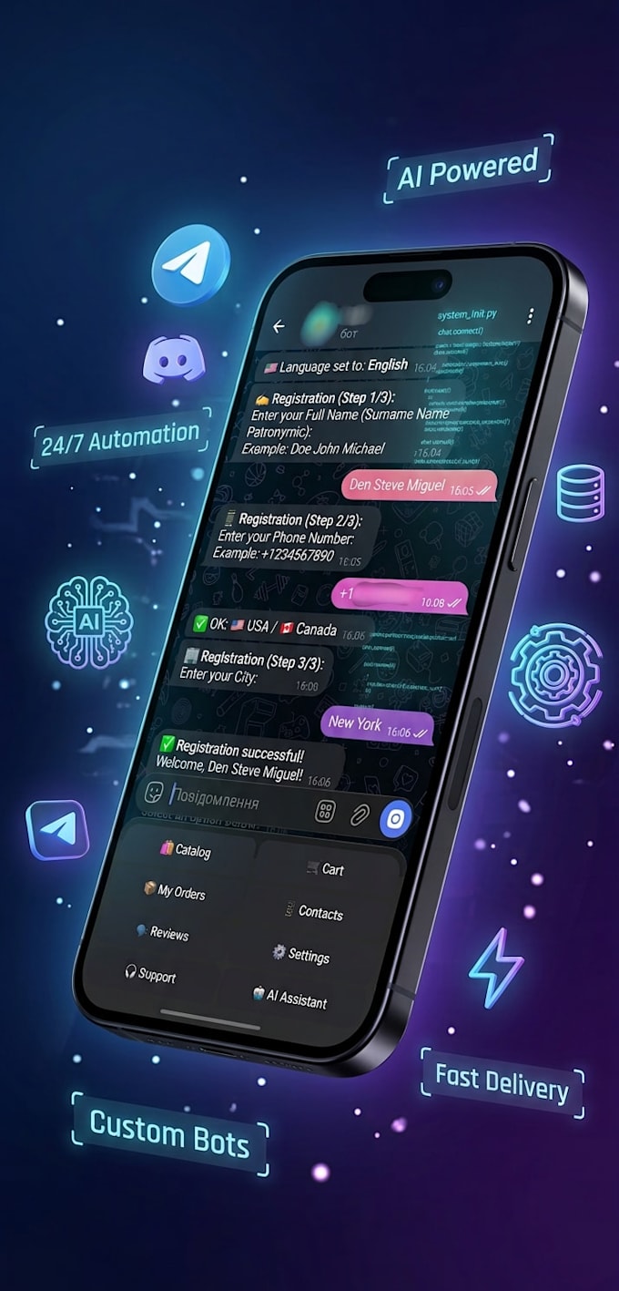 create a custom ai telegram bot with automation