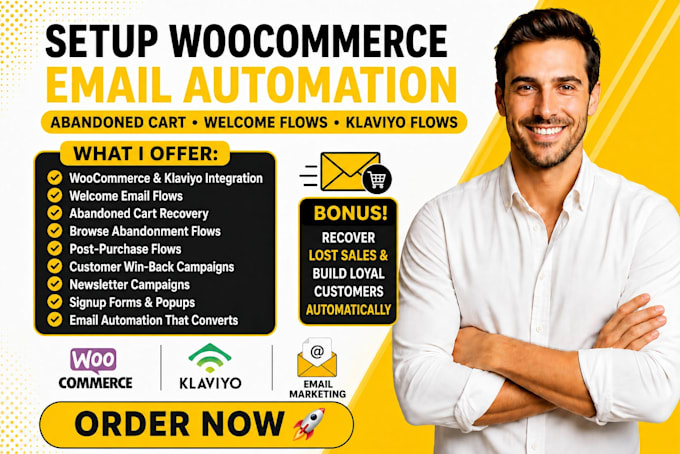 setup woocommerce email automation abandoned cart welcome flows klaviyo flows