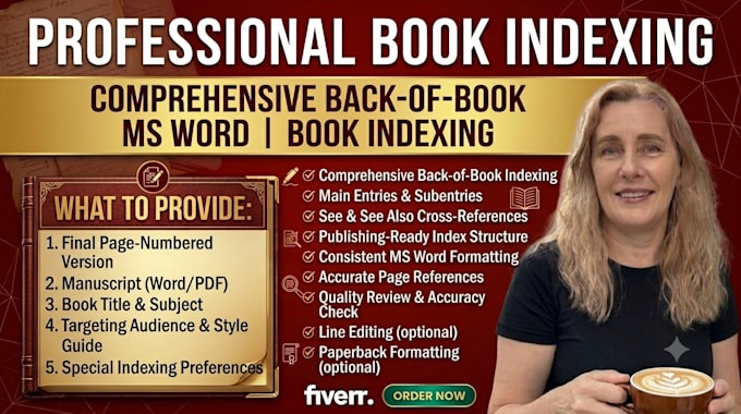 do comprehensive back of your book indexing on ms word