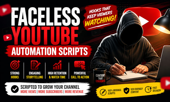 write faceless youtube automation scripts with hooks and call to action