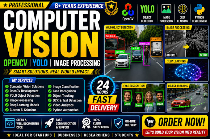 develop opencv, yolo and computer vision solutions