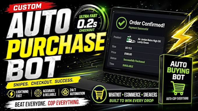 develop auto purchase bot, lazada bot, pokémon bot, auto buying bot